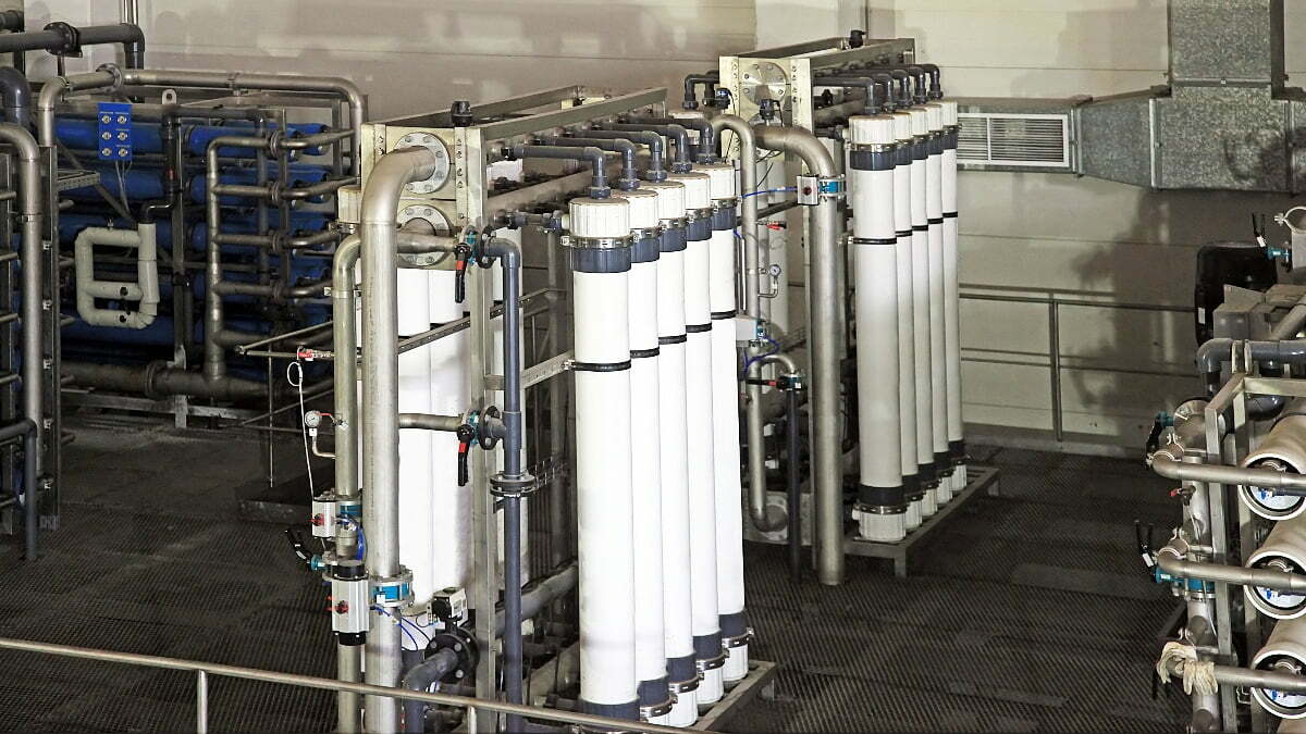 Reverse osmosis equipment passes water through semipermeable membranes